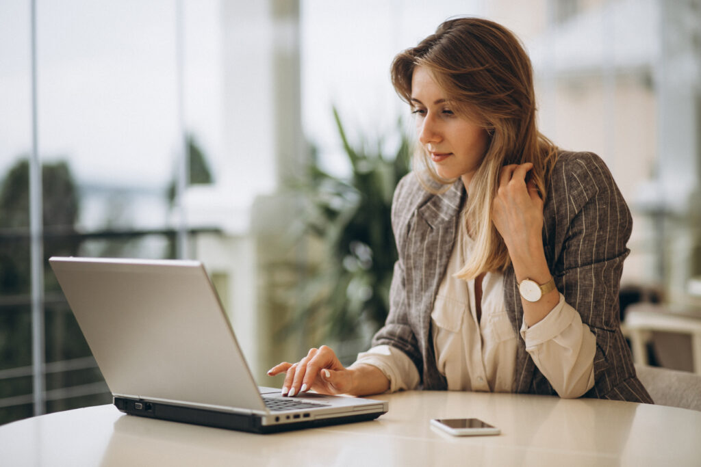 Woman using laptop