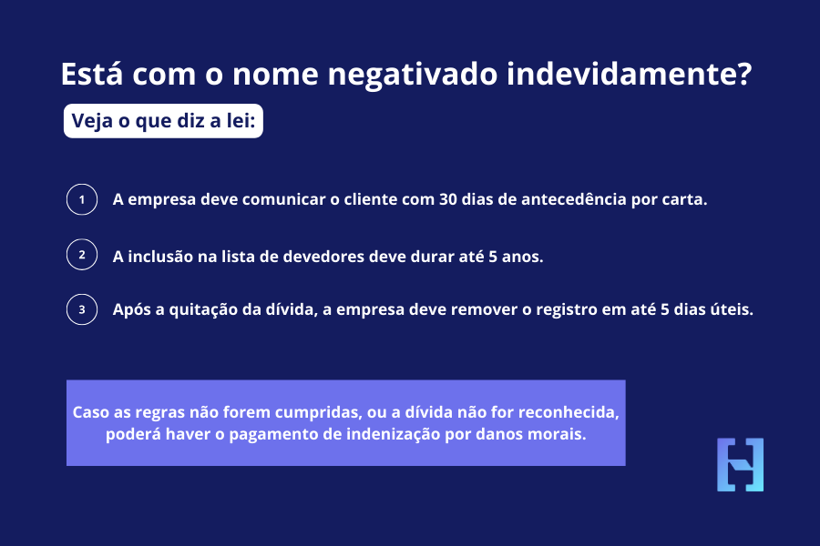 o que diz a lei em caso de negativação indevida